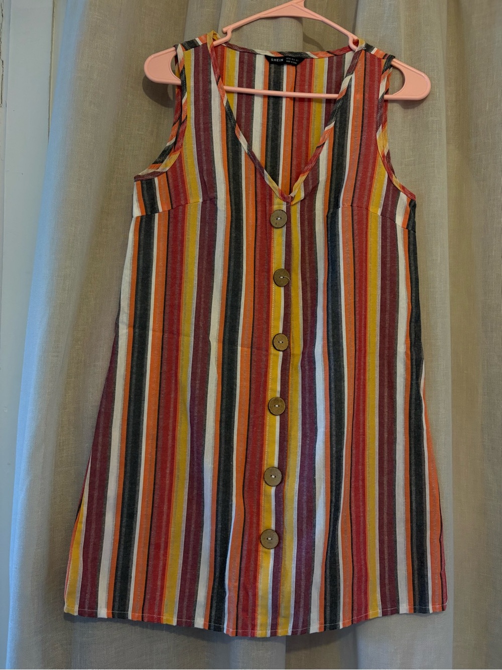 Multicolor Striped Button-Front Dress